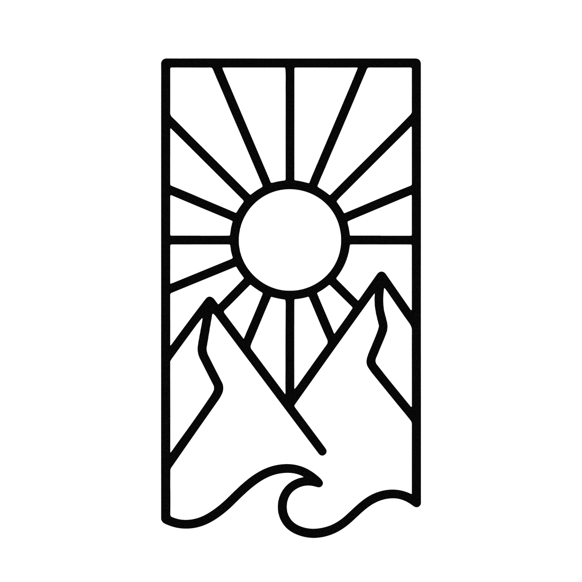 Vertical Sun Mountain Wave Metal Wall Art — design