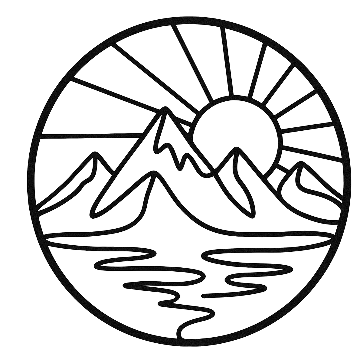 Circular Mountain Lake Sunrise Metal Wall Art — design