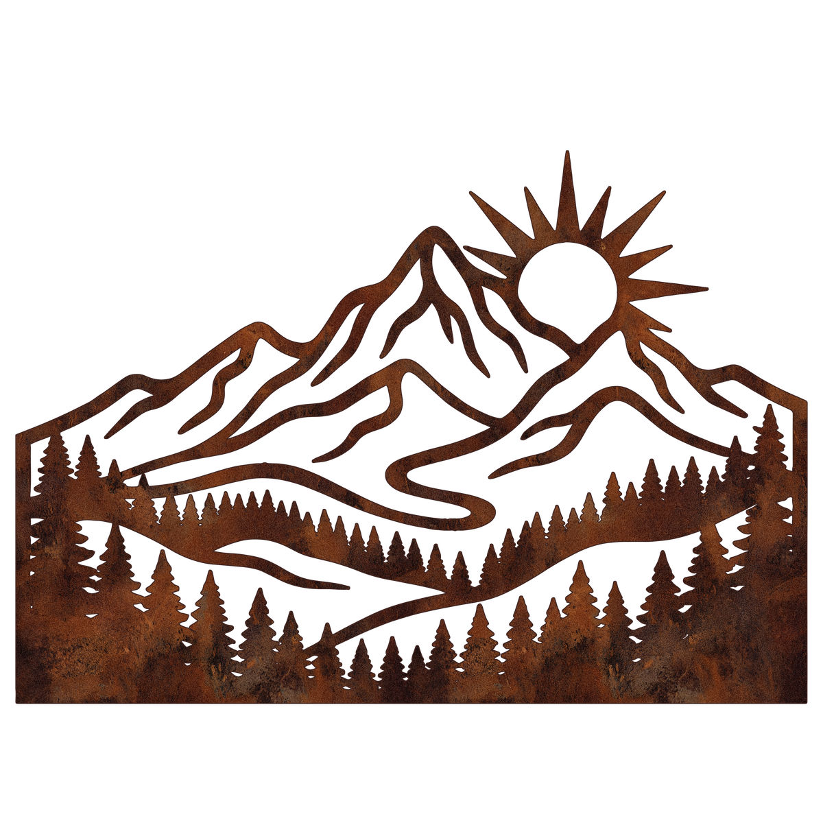 Forest Mountain Sunrise Metal Wall Art — design
