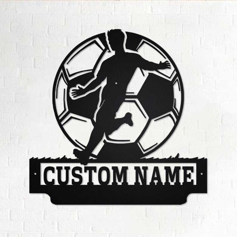 Custom Soccer Player Metal Wall Art With LED Lights