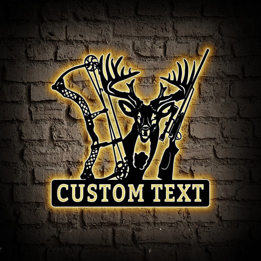 Custom Hunting Deer Metal Wall Art With Led Lights