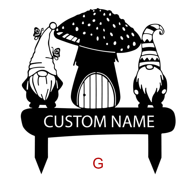 Personalized Gnome Metal Garden Sign