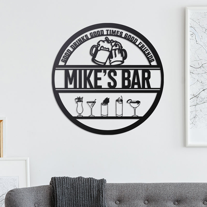Personalized Home Bar Metal Art With LED Lights