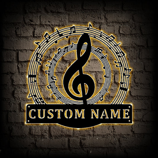 Personalized Music Metal Wall Art With LED Lights