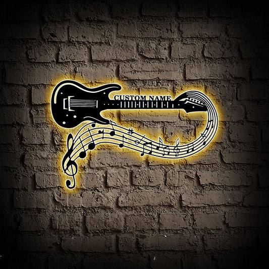 Custom guitar metal wall art With Led Lights