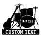 Custom Guitar And Drums Metal Wall Art With Led Lights