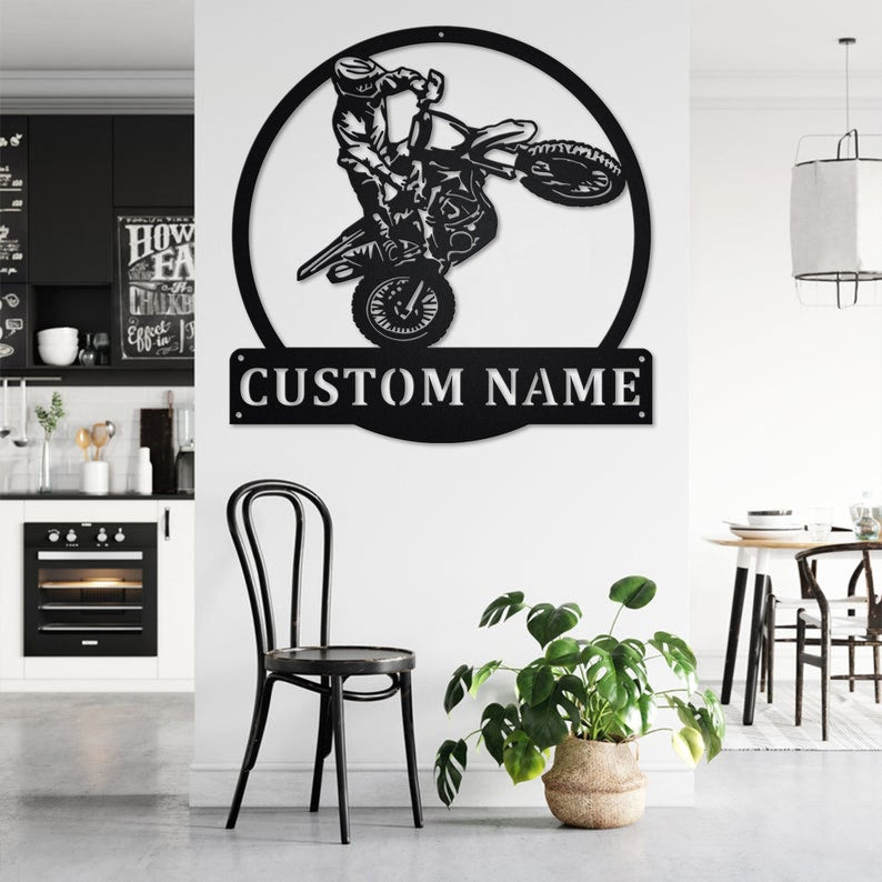 Custom Motocross Dirt Bike Metal Wall Art With LED Lights