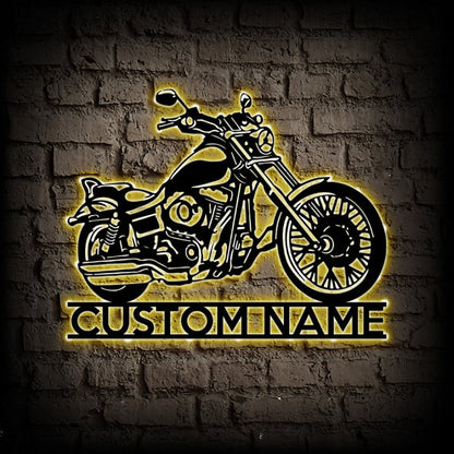 Personalized Harley Davidson Motorcycle Metal Wall Art With LED Lights