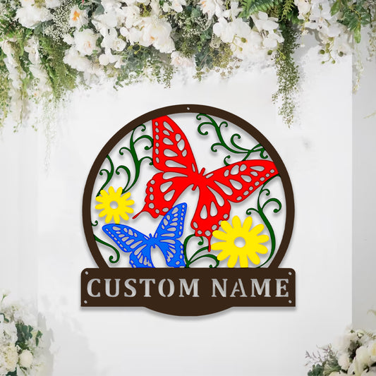 Personalized Double Sided Painted Metal Butterfly Art