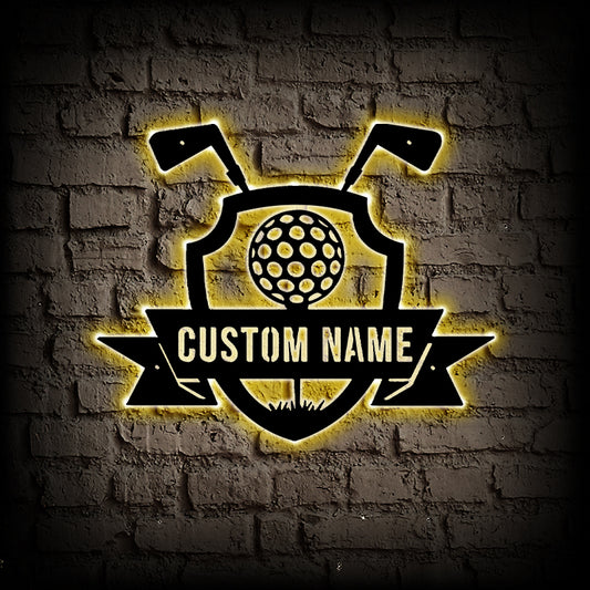 Personalized Golf Metal Wall Art With LED Lights