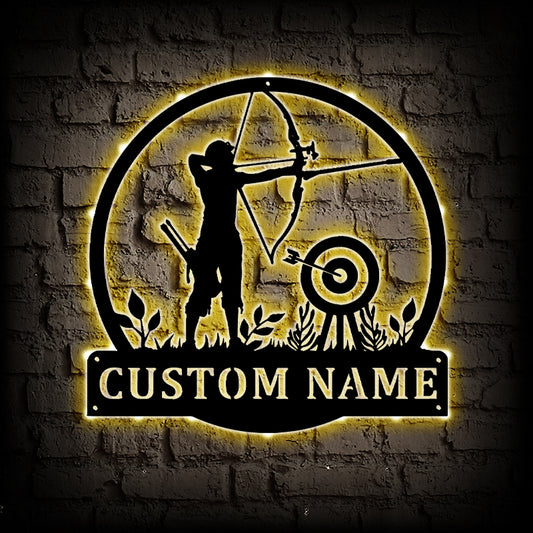Custom Archery Sport Metal Sign With LED Lights