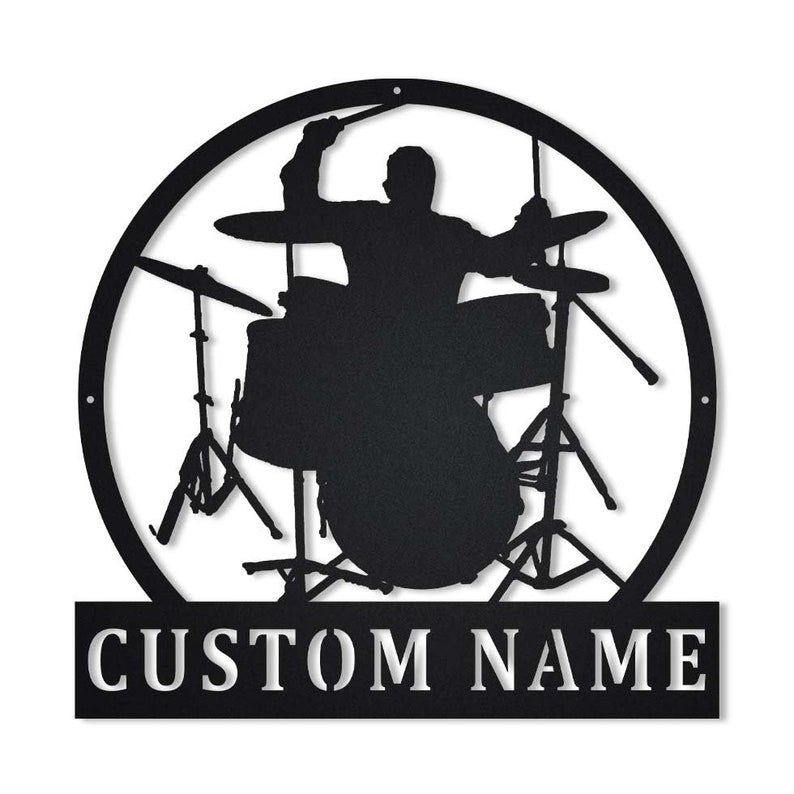 Custom Drummer Male Metal Sign With Led Lights
