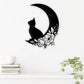 Moon Cat Metal Wall Art With Led Lights