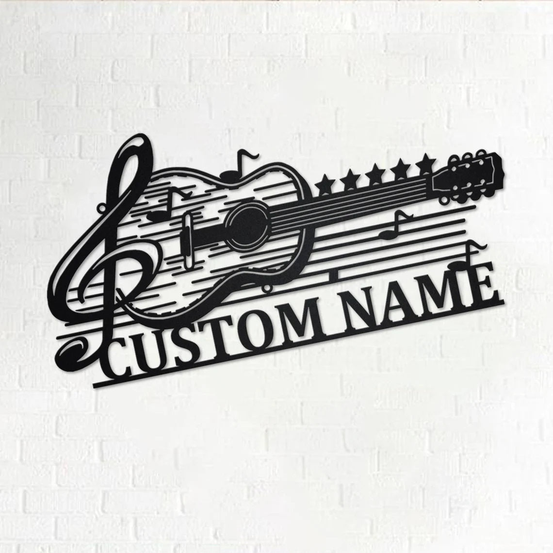 Custom Guitar Musical Metal Wall Art With LED Lights