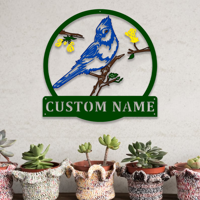 Personalized Metal Bird Blue Jay Art | Garden Decoration | Personalized Gift