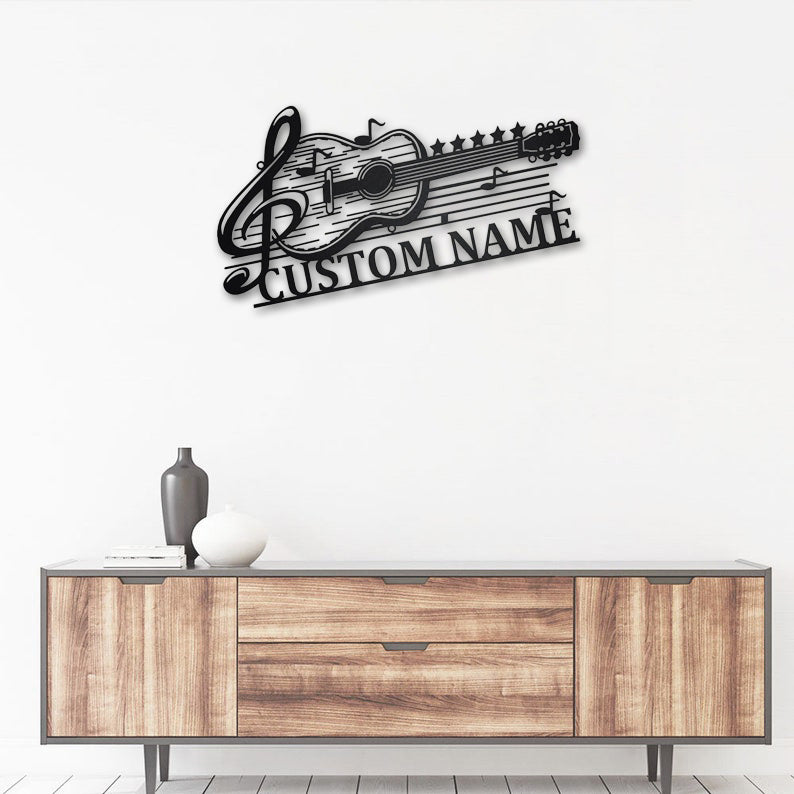 Custom Guitar Musical Metal Wall Art With LED Lights