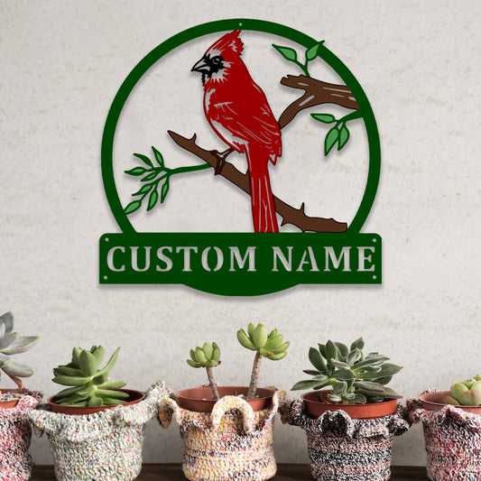 Personalized Double Sided Painted Metal Cardinal Art