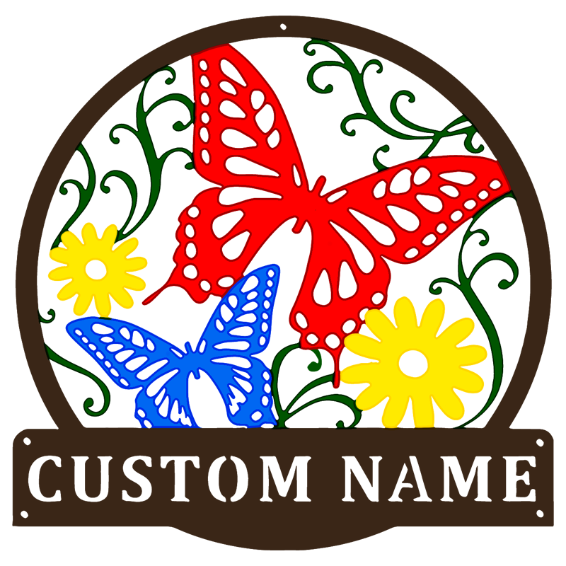 Personalized Double Sided Painted Metal Butterfly Art