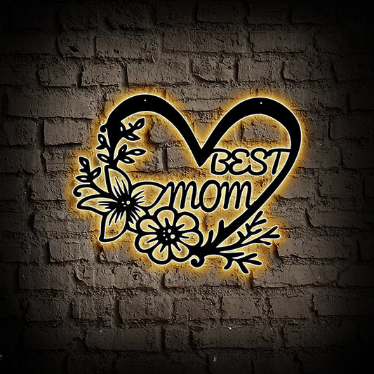 Best Mom Metal Wall Art With Led Lights