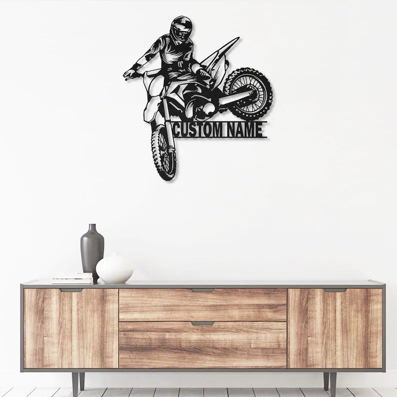 Custom Dirt Biker Metal Wall Art With Led Lights