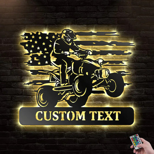 Custom US Quad Dirt Bike Metal Wall Art With Led Lights