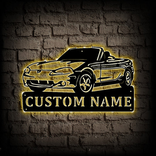 Custom Car Sports Metal Wall Art With LED Lights