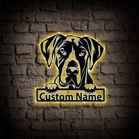 Personalized Great Dane Metal Wall Art With LED Lights