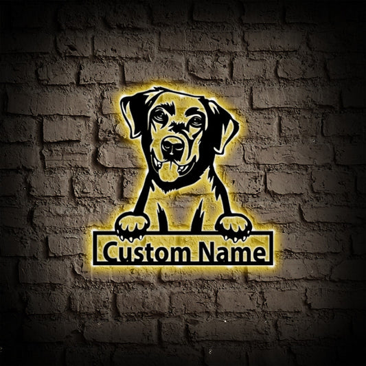Personalized Labrador Retriever Metal Wall Art With LED Lights