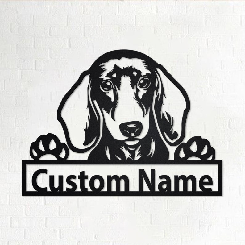 Custom Peeking Dachshund Dog Metal Wall Art With LED Lights