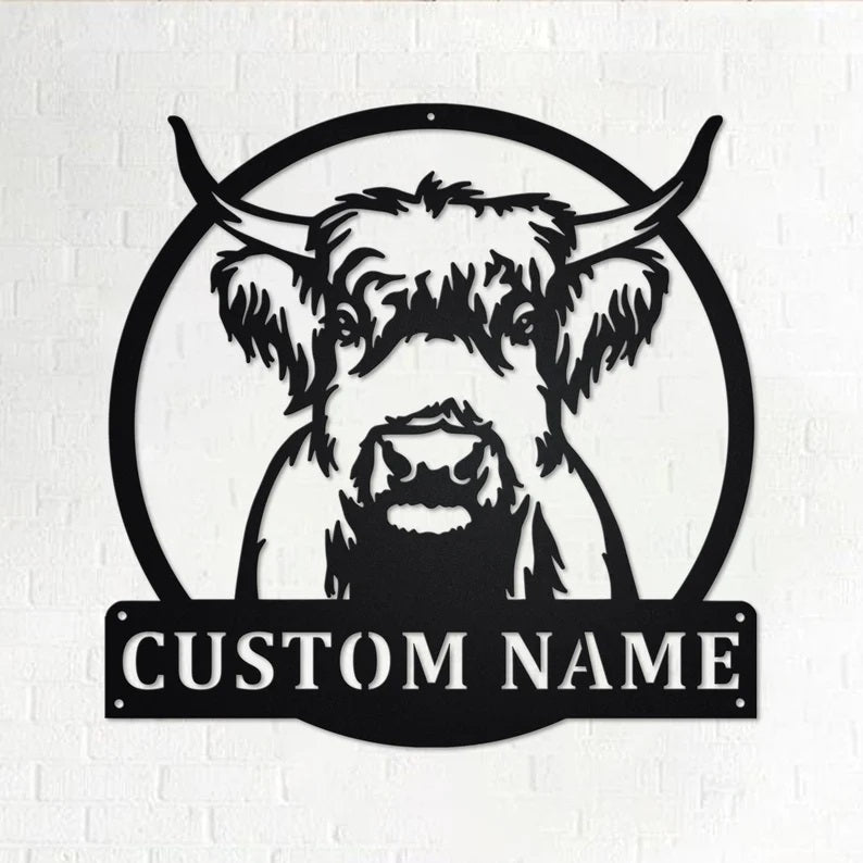 Custom Highland Cow Metal Wall Art wroughtsiron