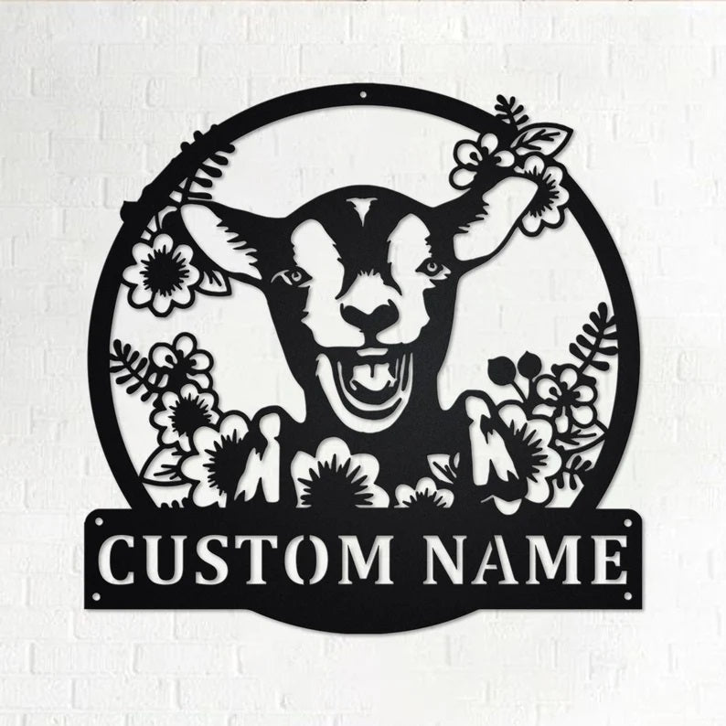 Custom Wreath Farm Goat Metal Wall Art With LED Lights