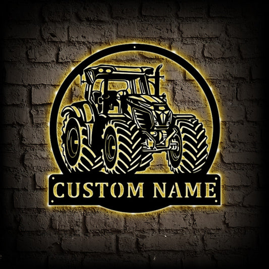 Custom Tractor Metal Wall Art With LED Lights