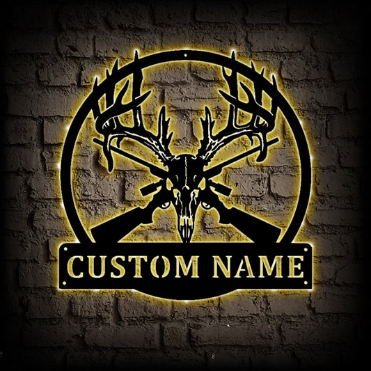 Personalized Hunting Metal Wall Art With LED Lights