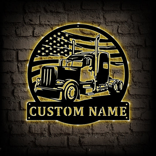 Personalized Truck Metal Wall Art With LED Lights