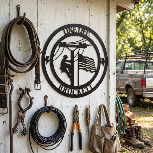 Lineman Line Life Custom Metal Sign