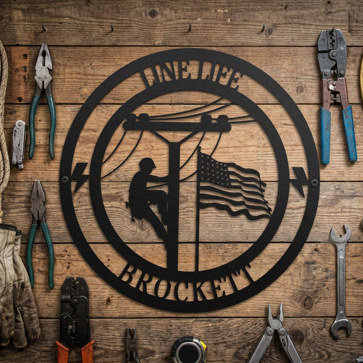 Lineman Line Life Custom Metal Sign