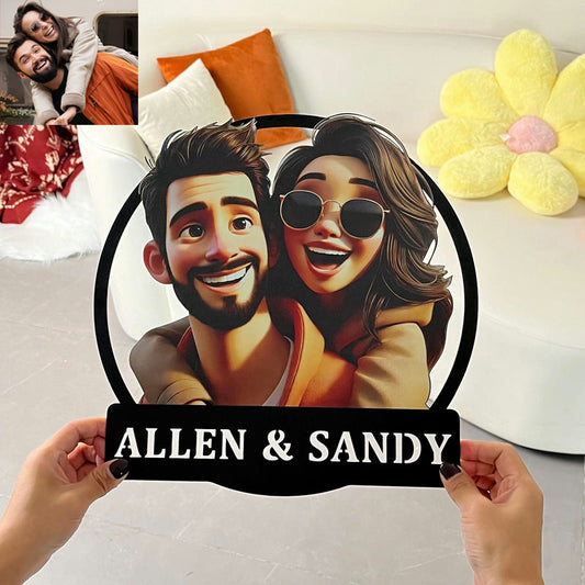 Personalized Cartoon Style Photo Metal Sign