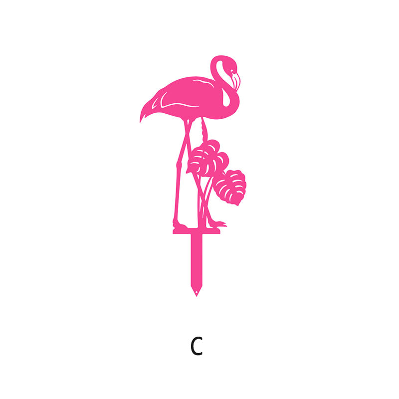 Metal Flamingo Garden Stake