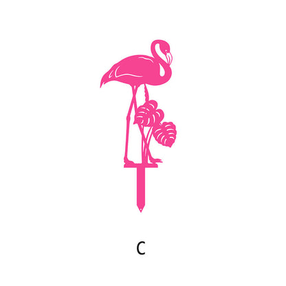 Metal Flamingo Garden Stake