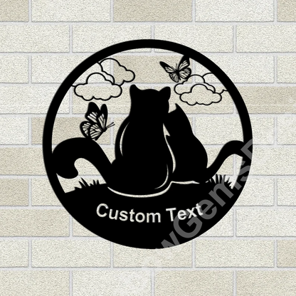 Custom Couple Cat Metal Wall Art