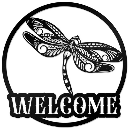 Dragonfly Welcome Metal Sign