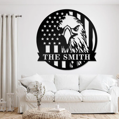 Custom Name Bald Eagle Metal Sign