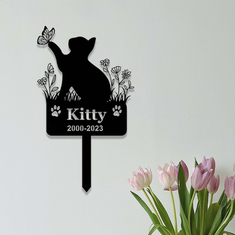 Custom Cat Memorial Metal Stake