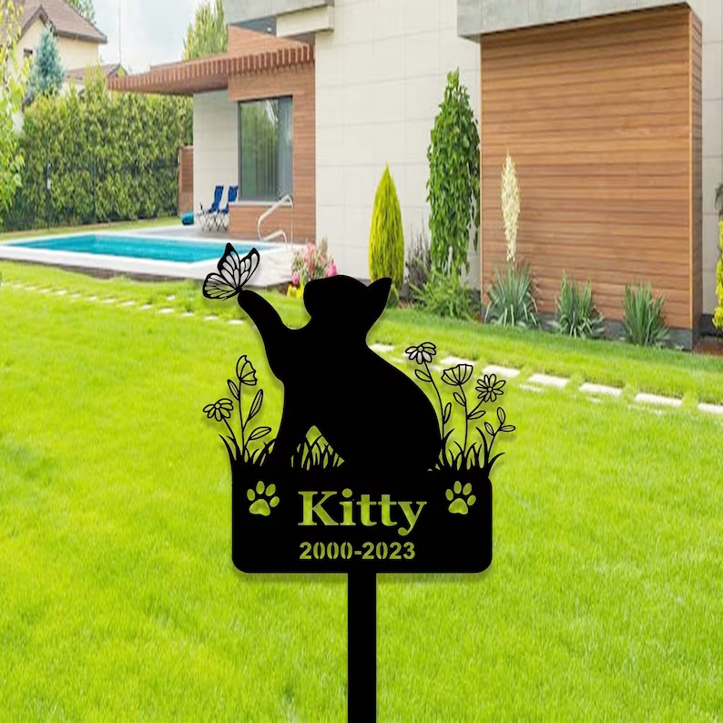 Custom Cat Memorial Metal Stake