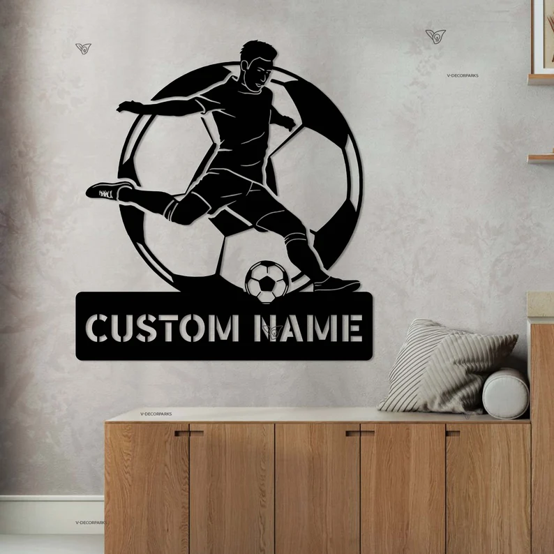 Custom Name Football Player Metal Sign With 16 Colors LED