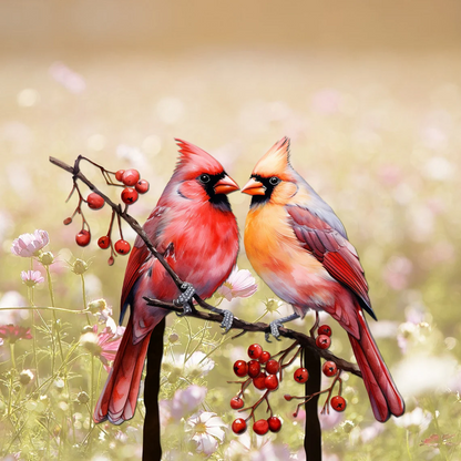 Garden Art - Painted Metal Bird