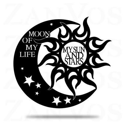 Moon And Sun Metal Wall Art With LED Lights