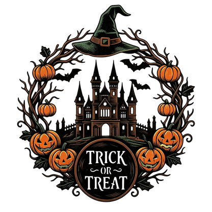 Trick or Treat haunted house Halloween garden stake design