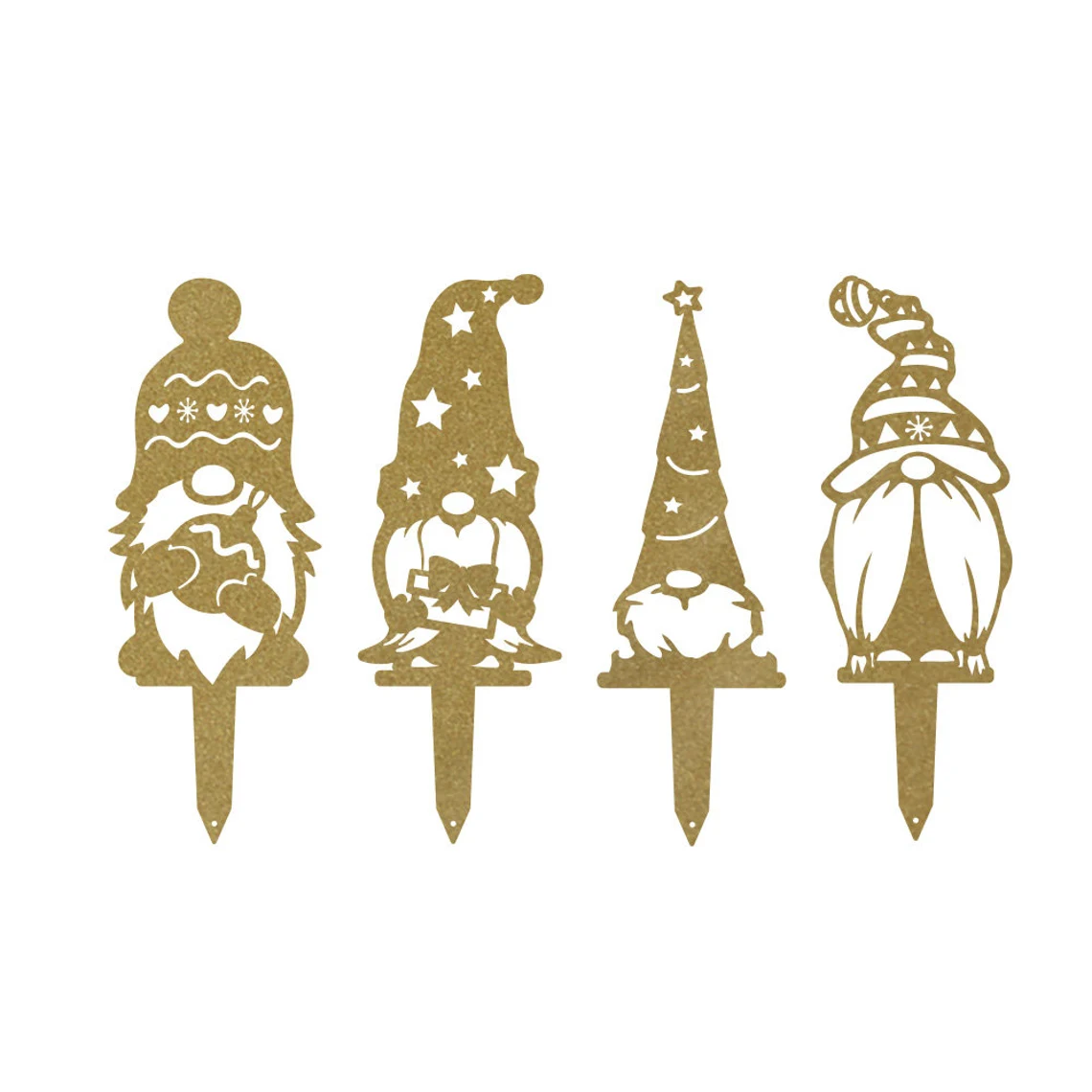 Christmas Gnome Metal Stakes 4-Pack