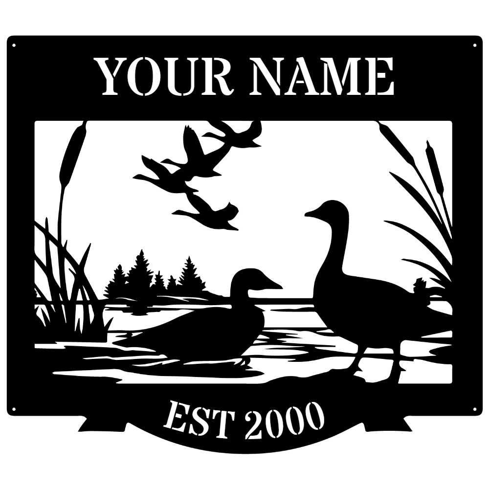 Duck Pond Monogram Metal Sign